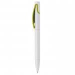 Stylo rotatif en plastique blanc avec clip de couleurs vives couleur vert clair troisième vue