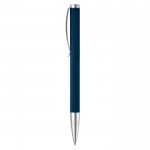 Stylo rotatif en aluminium avec clip et pointe métallique couleur bleu foncé troisième vue