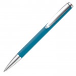 Stylo rotatif en aluminium avec clip et pointe métallique couleur bleu