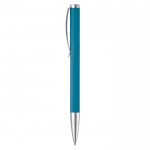 Stylo rotatif en aluminium avec clip et pointe métallique couleur bleu troisième vue