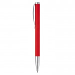 Stylo rotatif en aluminium avec clip et pointe métallique couleur rouge troisième vue