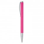 Stylo rotatif en aluminium avec clip et pointe métallique couleur rose troisième vue