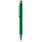 Stylo en aluminium avec finition douce au toucher et encre bleue couleur vert troisième vue