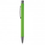 Stylo en aluminium avec finition douce au toucher et encre bleue couleur vert lime troisième vue