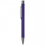 Stylo en aluminium avec finition douce au toucher et encre bleue couleur mauve troisième vue