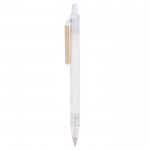 Stylo en plastique recyclé en couleurs transparentes couleur blanc transparent troisième vue