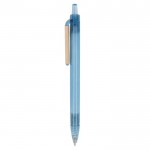 Stylo en plastique recyclé en couleurs transparentes couleur bleu clair transparent troisième vue