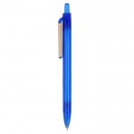 Stylo en plastique recyclé en couleurs transparentes couleur bleu transparent troisième vue