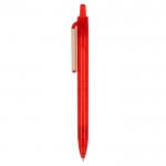 Stylo en plastique recyclé en couleurs transparentes couleur rouge transparent troisième vue