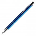 Stylo en aluminium avec mécanisme à bouton-poussoir encre bleue couleur bleu foncé