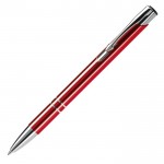 Stylo en aluminium avec mécanisme à bouton-poussoir encre bleue couleur rouge foncé