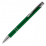 Stylo en aluminium avec mécanisme à bouton-poussoir encre bleue couleur vert foncé