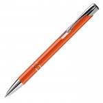 Stylo en aluminium avec mécanisme à bouton-poussoir encre bleue couleur orange