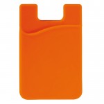 Porte-cartes en silicone en plusieurs couleurs à coller au téléphone couleur orange