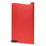 Porte-cartes en aluminium avec bouton et rangement pour 6 cartes couleur rouge