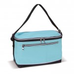 Glacière portable en polyester avec poignée noire et poche frontale couleur bleu ciel