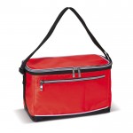 Glacière portable en polyester avec poignée noire et poche frontale couleur rouge