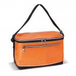 Glacière portable en polyester avec poignée noire et poche frontale couleur orange