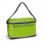 Glacière portable en polyester avec poignée noire et poche frontale couleur vert lime