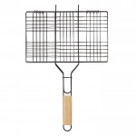 Grille rectangulaire avec poignée en bois pratique pour barbecue couleur bois troisième vue