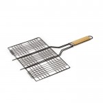 Grille rectangulaire avec poignée en bois pratique pour barbecue couleur bois quatrière vue