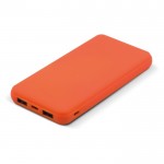 Batterie externe en caoutchouc avec port USB-A et port type C 8000 mAh couleur orange