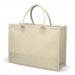 Sac en jute avec anses courtes en coton et capacité de 8 kg couleur beige