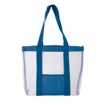 Sac filet pour la plage avec couleurs et poche frontale couleur blanc/bleu troisième vue