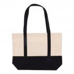 Sac en coton avec détail de couleur à la base et poignées 280 g/m2 couleur noir deuxième vue