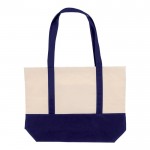 Sac en coton avec détail de couleur à la base et poignées 280 g/m2 couleur bleu foncé deuxième vue