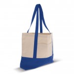 Sac en coton avec détail de couleur à la base et poignées 280 g/m2 couleur bleu