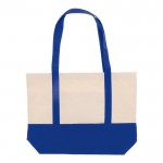 Sac en coton avec détail de couleur à la base et poignées 280 g/m2 couleur bleu deuxième vue