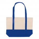 Sac en coton avec détail de couleur à la base et poignées 280 g/m2 couleur bleu troisième vue