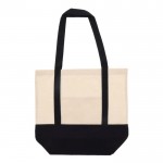 Sac en coton avec détail de couleur à la base et poignées 140 g/m2 couleur noir troisième vue