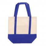 Sac en coton avec détail de couleur à la base et poignées 140 g/m2 couleur bleu deuxième vue