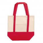 Sac en coton avec détail de couleur à la base et poignées 140 g/m2 couleur rouge deuxième vue