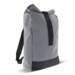 Sac à dos roll-top réfléchissant en polyester avec ouverture pliable couleur gris