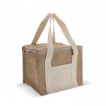 Sac glacière en jute et coton avec poignées pour 6 canettes couleur beige