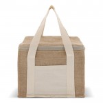 Sac glacière en jute et coton avec poignées pour 6 canettes couleur beige deuxième vue