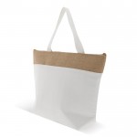 Sac glacière en coton avec détail en jute et fermeture éclair couleur beige