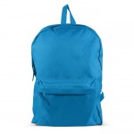 Classique sac à dos en RPET en plusieurs couleurs avec poche frontale couleur bleu troisième vue