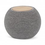 Enceinte et chargeur portable rond et compact en RPET et bambou couleur gris