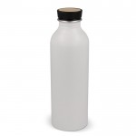 Gourde en aluminium recyclé avec couvercle en bambou 550ml couleur blanc