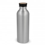 Gourde en aluminium recyclé avec couvercle en bambou 550ml couleur argenté