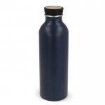 Gourde en aluminium recyclé avec couvercle en bambou 550ml couleur bleu foncé