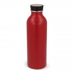 Gourde en aluminium recyclé avec couvercle en bambou 550ml couleur rouge foncé