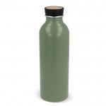 Gourde en aluminium recyclé avec couvercle en bambou 550ml couleur vert olive