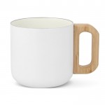 Tasse en céramique à double paroi avec anse effet bambou 330ml couleur blanc