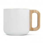 Tasse en céramique à double paroi avec anse effet bambou 330ml couleur blanc deuxième vue