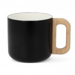 Tasse en céramique à double paroi avec anse effet bambou 330ml couleur noir